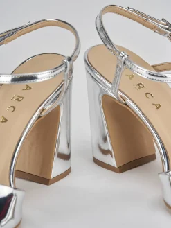 Sandalo tacco 7 cm argento pelle