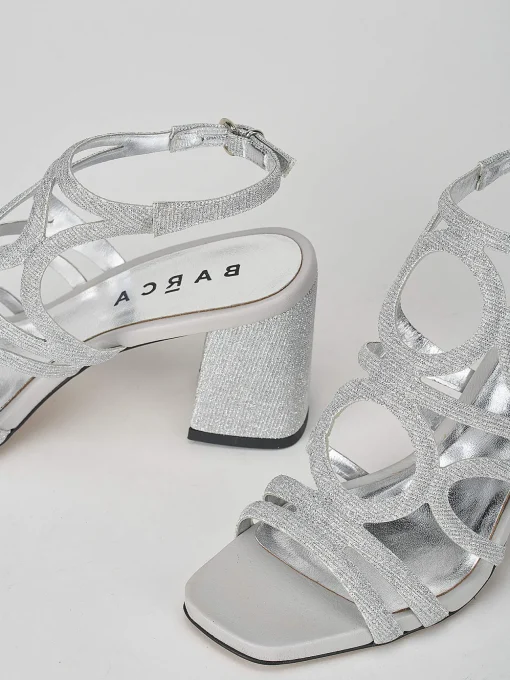 Sandalo tacco 8 cm argento pelle