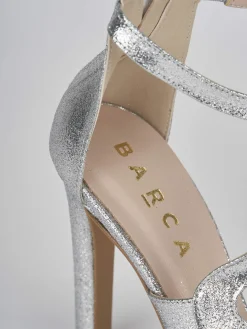 Sandalo tacco 7 cm argento glitter