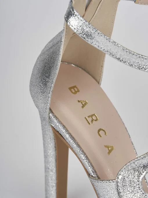 Sandalo tacco 7 cm argento glitter