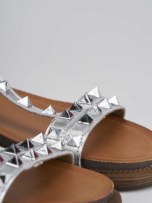 Sandalo tacco 1 cm argento pelle