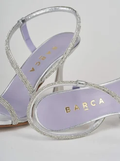 Sandalo tacco 9 cm argento raso