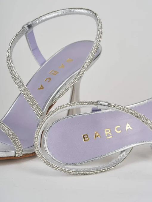 Sandalo tacco 9 cm argento raso