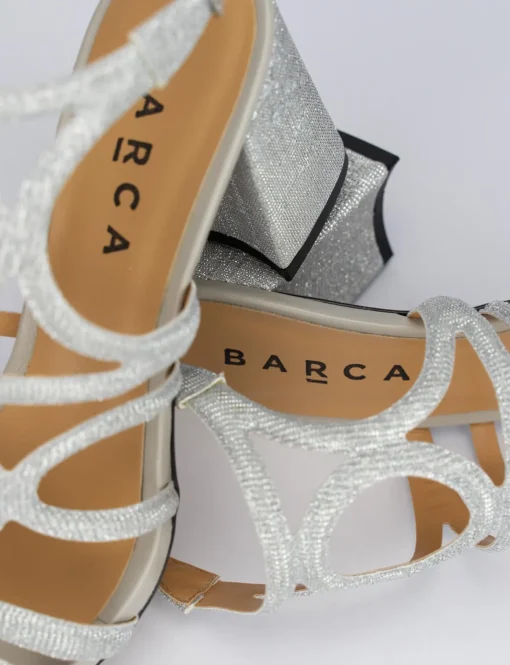Sandalo tacco 8 cm argento pelle