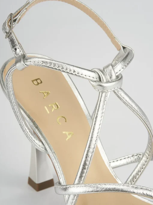Sandalo tacco 9 cm argento pelle