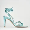 Sandalo tacco 8 cm azzurro pelle