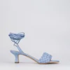 Sandalo tacco 5 cm azzurro pelle