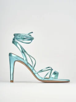Sandalo tacco 8 cm azzurro pelle
