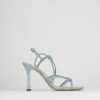 Sandalo tacco 9 cm azzurro pelle