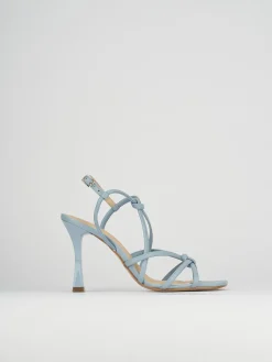 Sandalo tacco 9 cm azzurro pelle