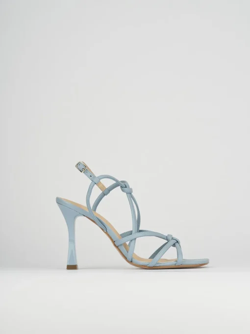 Sandalo tacco 9 cm azzurro pelle
