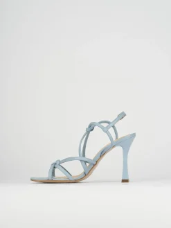 Sandalo tacco 9 cm azzurro pelle