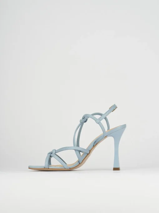 Sandalo tacco 9 cm azzurro pelle