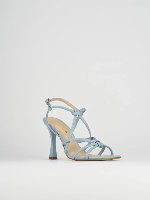 Sandalo tacco 9 cm azzurro pelle