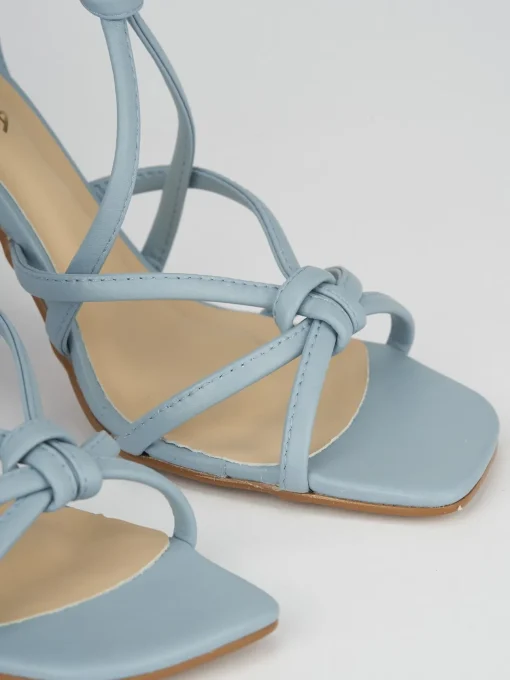Sandalo tacco 9 cm azzurro pelle