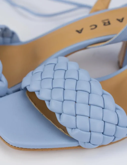 Sandalo tacco 5 cm azzurro pelle