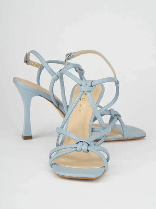 Sandalo tacco 9 cm azzurro pelle