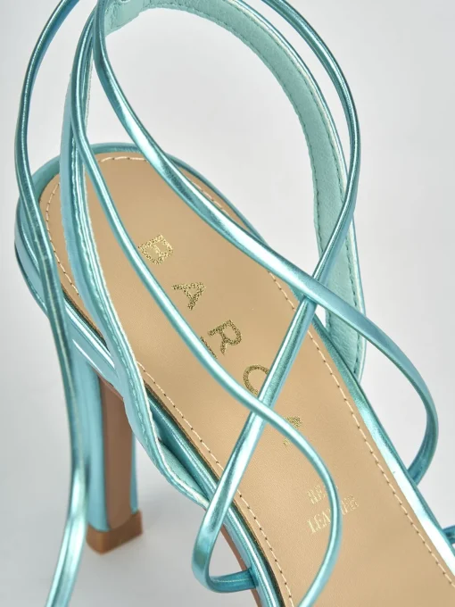 Sandalo tacco 8 cm azzurro pelle