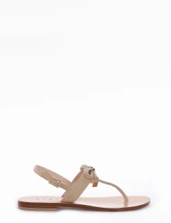 Sandalo tacco 1 cm beige camoscio