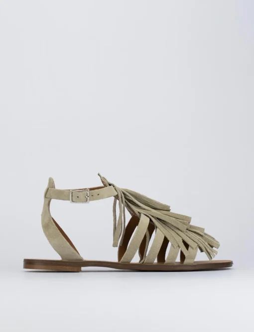 Sandalo tacco 1 cm beige camoscio
