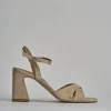 Sandalo tacco 8 cm beige camoscio