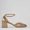 Sandalo tacco 6 cm beige camoscio