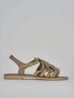 Sandalo tacco 1 cm beige camoscio
