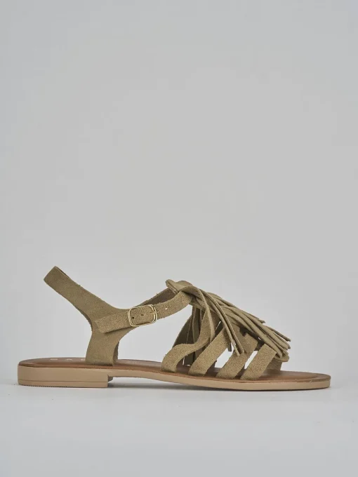 Sandalo tacco 1 cm beige camoscio
