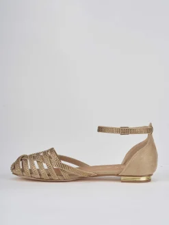Sandalo tacco 1 cm beige camoscio