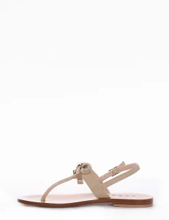Sandalo tacco 1 cm beige camoscio