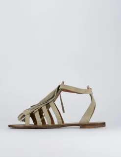 Sandalo tacco 1 cm beige camoscio