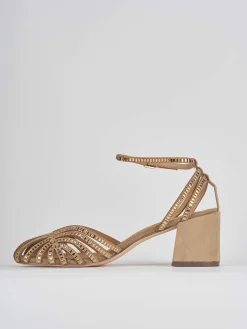 Sandalo tacco 6 cm beige camoscio