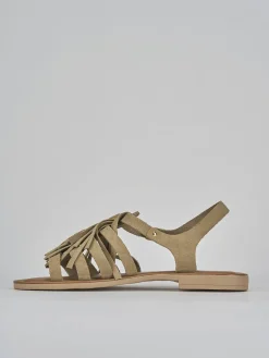 Sandalo tacco 1 cm beige camoscio