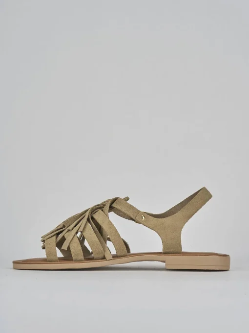 Sandalo tacco 1 cm beige camoscio