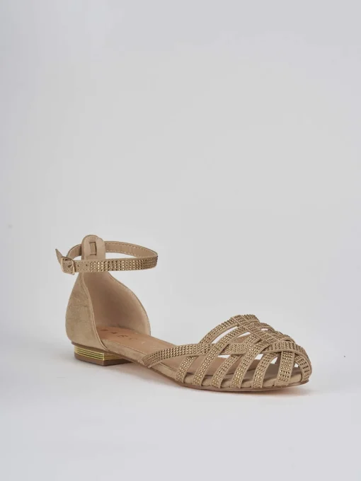 Sandalo tacco 1 cm beige camoscio
