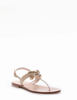 Sandalo tacco 1 cm beige camoscio