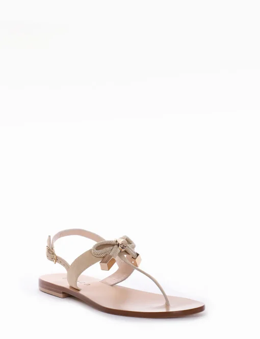 Sandalo tacco 1 cm beige camoscio