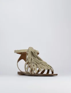 Sandalo tacco 1 cm beige camoscio