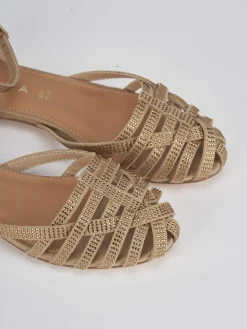 Sandalo tacco 1 cm beige camoscio
