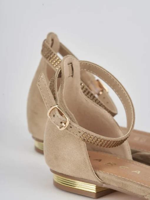 Sandalo tacco 1 cm beige camoscio