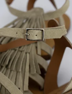 Sandalo tacco 1 cm beige camoscio