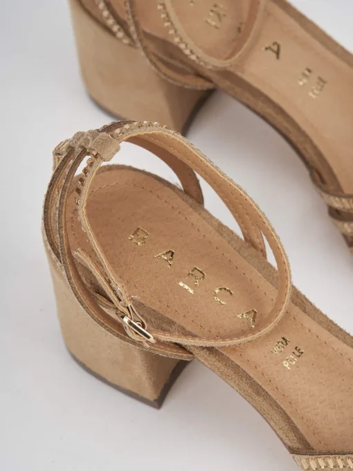 Sandalo tacco 6 cm beige camoscio