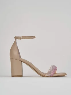 Sandalo tacco 8 cm beige pelle