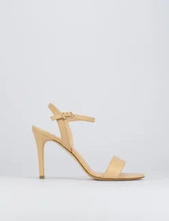 Sandalo tacco 8 cm beige pelle