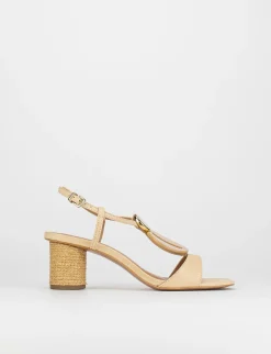 Sandalo tacco 5 cm beige pelle