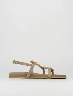 Sandalo tacco 1 cm beige pelle