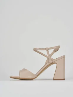 Sandalo tacco 7 cm beige pelle