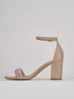 Sandalo tacco 8 cm beige pelle