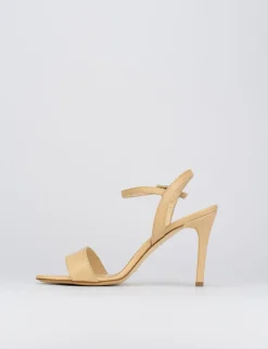 Sandalo tacco 8 cm beige pelle