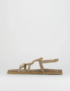 Sandalo tacco 1 cm beige pelle